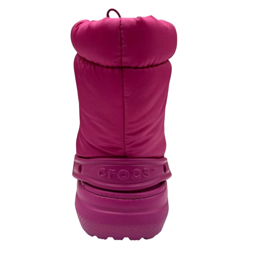 Crocs Classic Youth Girls Lined‎ Neo Puff Boots Size 5 (J5) Fuchsia Faux Fur